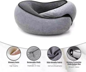 Travel Neck Pillow Memory Foam U-Shaped Adjustable Neck Support Pillow