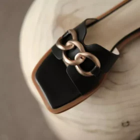 Summer Square Toe Leather Slippers