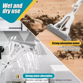 Adjustable Telescopic Sponge Mop with Super Absorbent Dual-Use Head