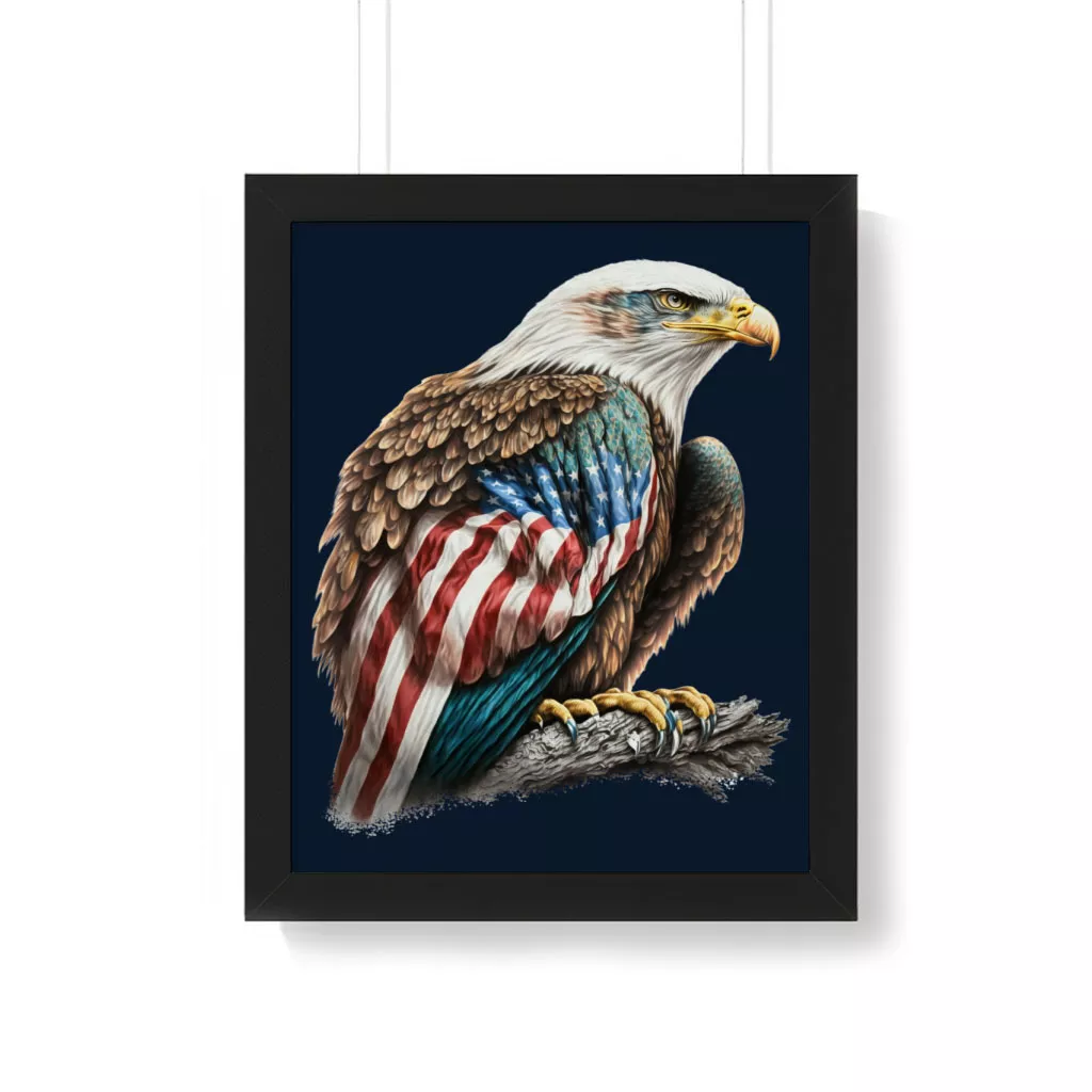95615-b7ed22.webp American Flag Bald Eagle Framed Vertical Poster - Printed Poster - Patriotic Framed Vertical Poster