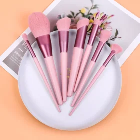 12-Piece Pink Makeup Brush Set for Foundation, Powder, Blush & Eyeshadow
