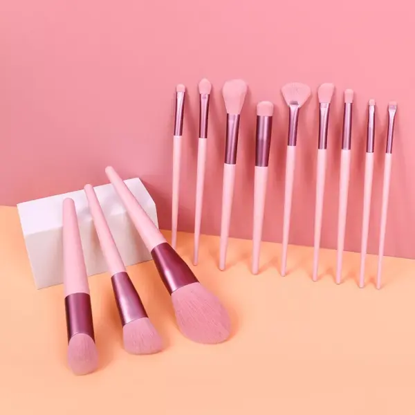 96151-869195.webp 12-Piece Pink Makeup Brush Set for Foundation, Powder, Blush & Eyeshadow