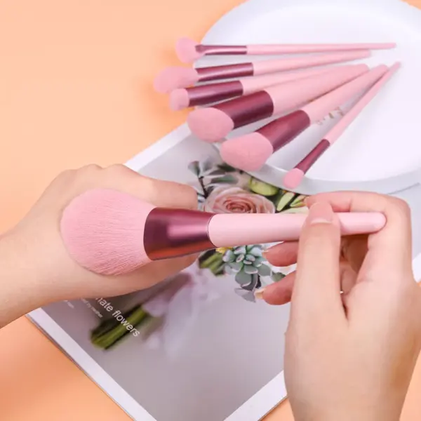 96151-9248c8.webp 12-Piece Pink Makeup Brush Set for Foundation, Powder, Blush & Eyeshadow