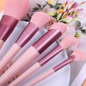 12-Piece Pink Makeup Brush Set for Foundation, Powder, Blush & Eyeshadow