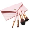 4Pcs Portable Mini Pink Makeup Brushes Set with Bag for Travel