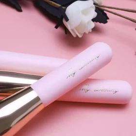 4Pcs Portable Mini Pink Makeup Brushes Set with Bag for Travel