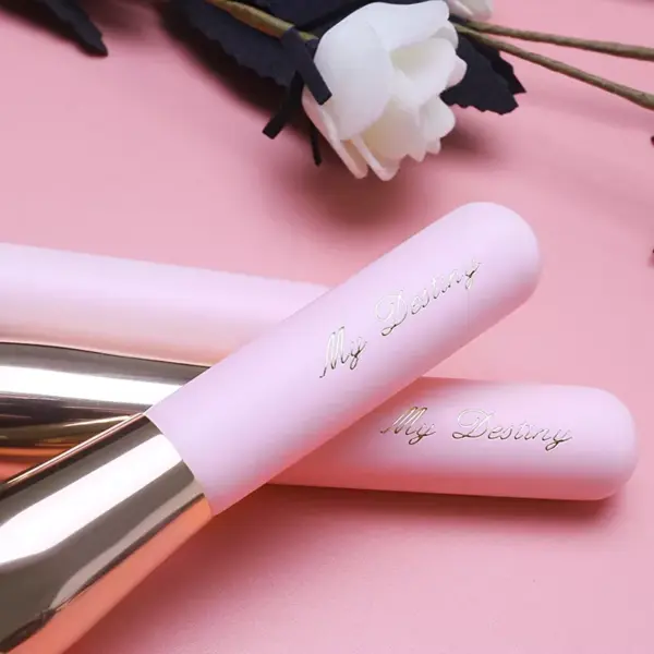 4Pcs Portable Mini Pink Makeup Brushes Set with Bag for Travel