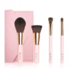 4Pcs Portable Mini Pink Makeup Brushes Set with Bag for Travel