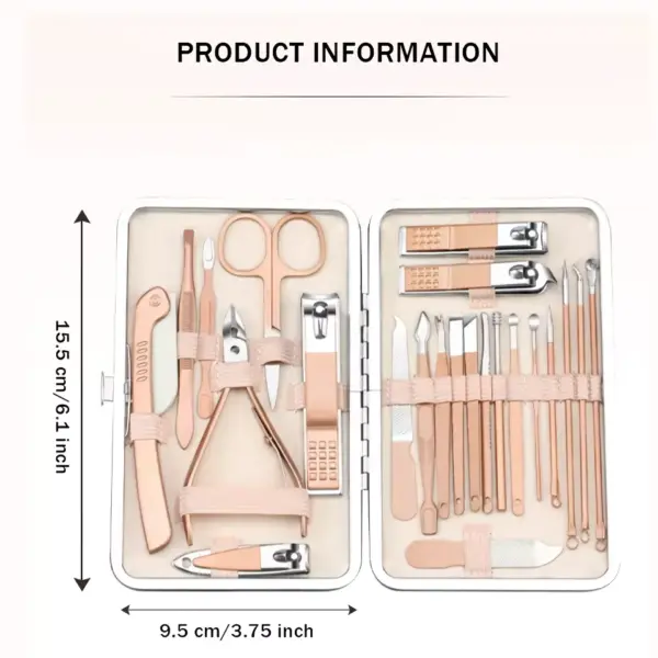 Rose Gold Stainless Steel Nail Art & Grooming Kit