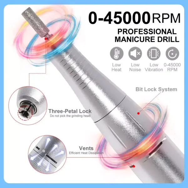 Professional High-Speed Rechargeable Nail Drill Machine with LCD Screen