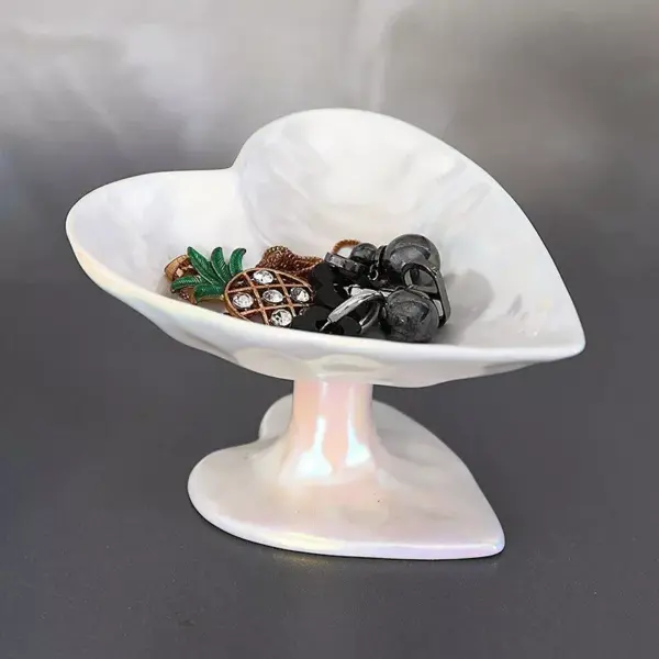Heart-Shaped Ceramic Tray: Jewelry & Cosmetic Organizer