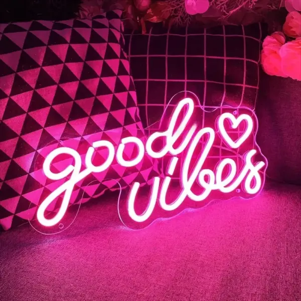 LED Neon "Good Vibes" Sign for Beauty, Gaming, and Party Decor