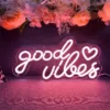LED Neon "Good Vibes" Sign for Beauty, Gaming, and Party Decor