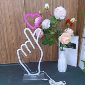 96787-329078.webp USB Powered Heart & Finger Neon Sign Light for Romantic Decor