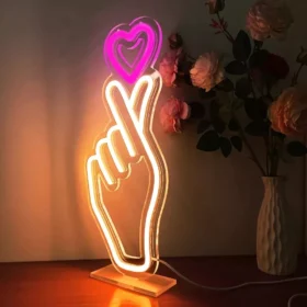 96787-6e9a99.webp USB Powered Heart & Finger Neon Sign Light for Romantic Decor