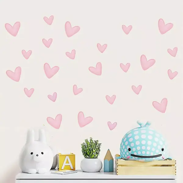 Pink Heart Wall Decals Set
