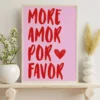 Colorful "More Amor Por Favor" Canvas Wall Art