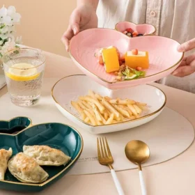Heart-Shaped Ceramic Plate for Western Cuisine & Desserts
