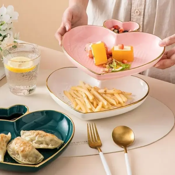 Heart-Shaped Ceramic Plate for Western Cuisine & Desserts