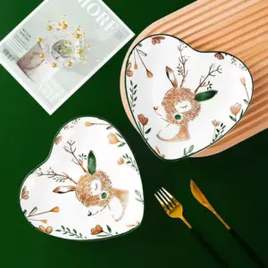 96869-bb4f55.webp Charming Heart-Shaped Ceramic Plate for Romantic Dining & Dessert Presentation