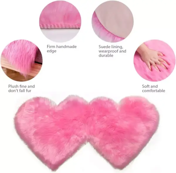 Heart-Shaped Fluffy Area Rug for Home Decor