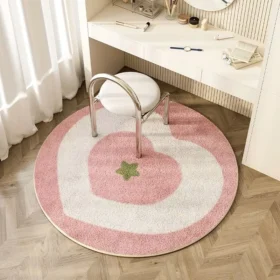 Chic Cartoon Peach Heart Plush Rug
