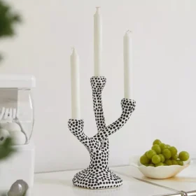 97416-b892dc.webp Modern Ceramic Candle Holder with Polka Dot Pattern