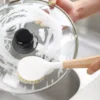 Wooden Long Handle Kitchen Cleaning Brush - Eco-Friendly Dish & Pot Scrubber