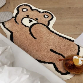 Kawaii Bear Rug – Soft Faux Cashmere Area Rug for Kids & Living Spaces