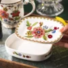 Elegant French Ceramic Soap Dish with Drain