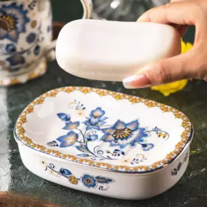 97896-1ba14e.webp Elegant French Ceramic Soap Dish with Drain