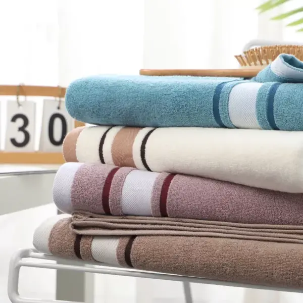 Soft Striped Cotton Bath Towel