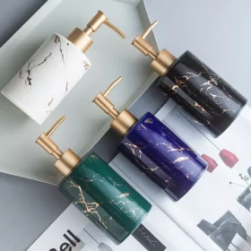 Marbled Ceramic Hand Sanitizer Bottle - Stylish Lotion Dispenser