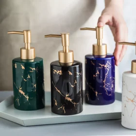 Marbled Ceramic Hand Sanitizer Bottle - Stylish Lotion Dispenser