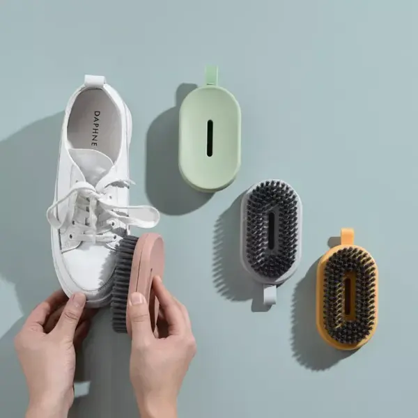 2-in-1 Cleaning Brush with Storage Rack - Multi-Use Brush for Shoes, Clothes & More