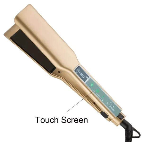 Gold Titanium Professional Flat Iron with Touch Screen & Wide Plates