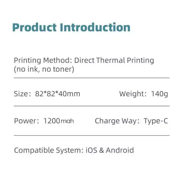 Bluetooth Pocket Thermal Printer - Wireless, Inkless & Portable for On-the-Go Printing