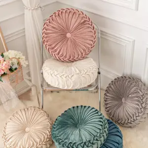 Round Velvet Pumpkin Pillow - Soft Dandelion Cushion for Sofa & Tatami