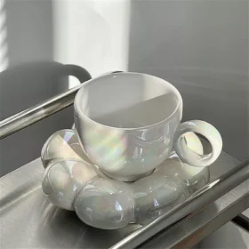 98747-cbfa23.webp Flower-Shaped Ceramic Cappuccino Coffee Cup and Saucer Set