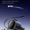 90W Dual USB Car Charger with Retractable Cable for iPhone and Tablets