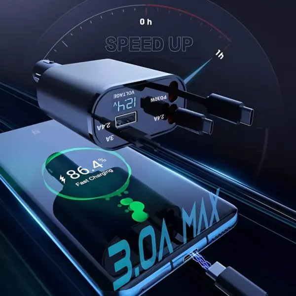 4-in-1 Retractable Car Charger