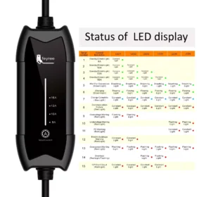 Portable EV Charger 16A, Level 2, 3.5kW, 11.5ft Cable, Home & On-the-Go