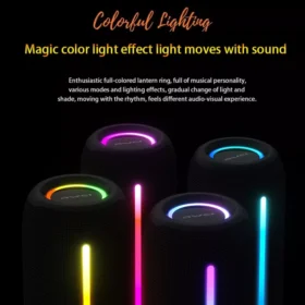 Portable Bluetooth Speaker with LED Lights & Waterproof Soundbar