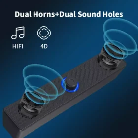 Compact Wired Bluetooth Stereo Speaker with High Volume for Multimedia Devices
