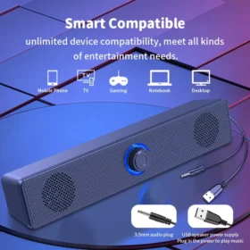 Compact Wired Bluetooth Stereo Speaker with High Volume for Multimedia Devices