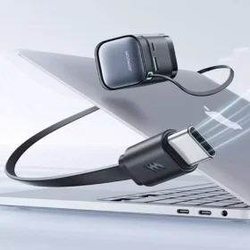 65W GaN Charger with Retractable USB-C Cable for iPhone, iPad, and Laptops