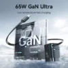 65W GaN Charger with Retractable USB-C Cable for iPhone, iPad, and Laptops