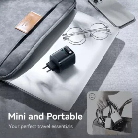 65W GaN Charger with Retractable USB-C Cable for iPhone, iPad, and Laptops