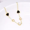 Heart Charm Stainless Steel Bracelet with Natural Seashell Embeds for Women