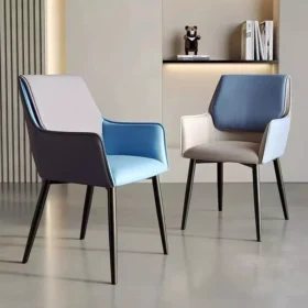 106403-21a17e.webp Luxury Minimalist Modern Dining Chair with Armrests - Ergonomic PU Leather Office & Kitchen Seating